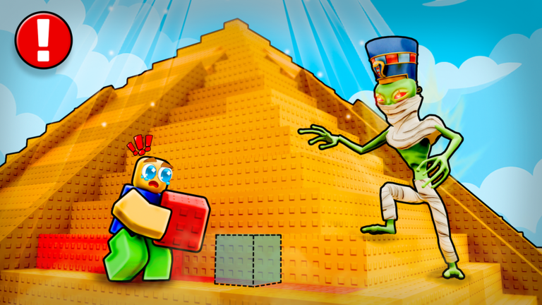 Co-op brick stacking at the cursed pyramid in Build the Pyramid on Roblox